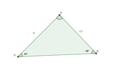 sinussatsen för att beräkna triangel sidan