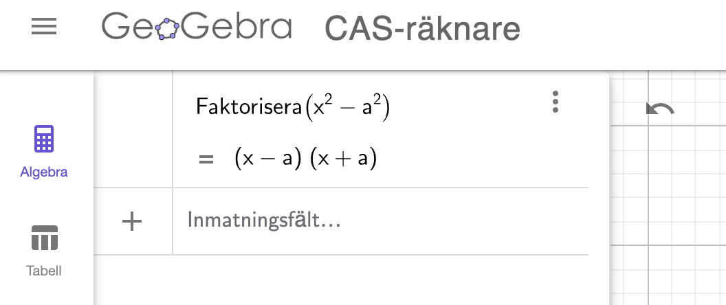 faktorisera uttryck i geogebra cas