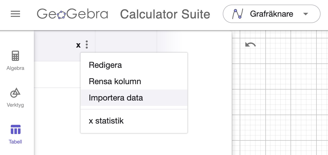 importera data i geogebra