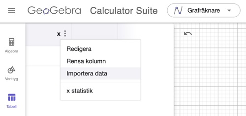 importera data i geogebra