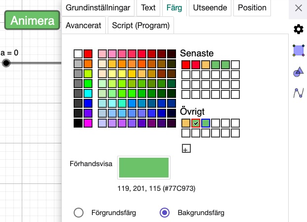 knapp inställningar