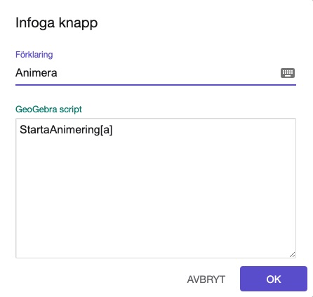 infoga knapp
