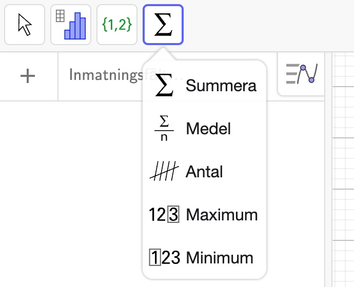 grundläggande statistikverktygen i geogebra classic