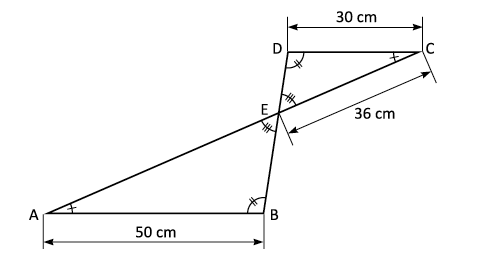 likformiga trianglar ABE och EDC