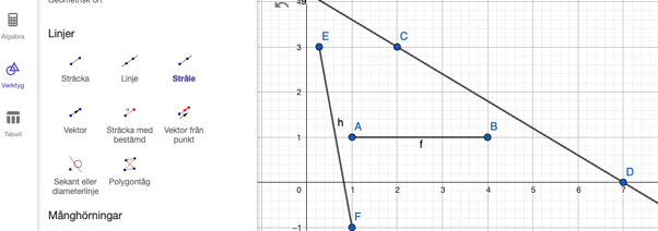 geogebra linjeverktyget
