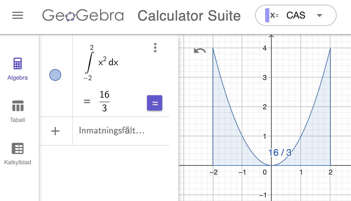 begränsad integral i geogebra-CAS