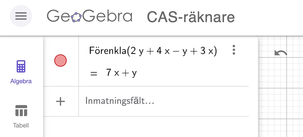 förenkla utryck i geogebra cas