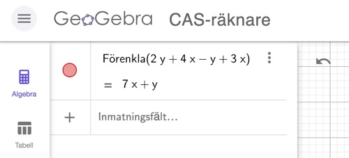 förenkla utryck i geogebra cas