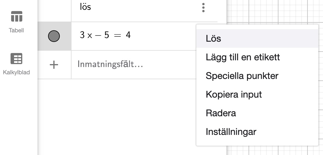 ekvationslösning i GeoGebra CAS