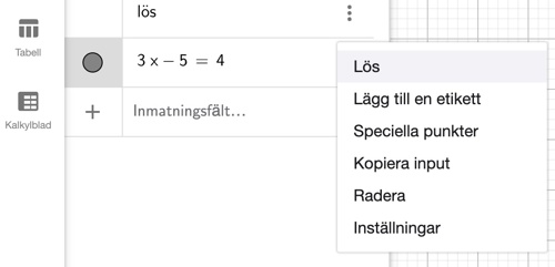ekvationslösning i GeoGebra CAS