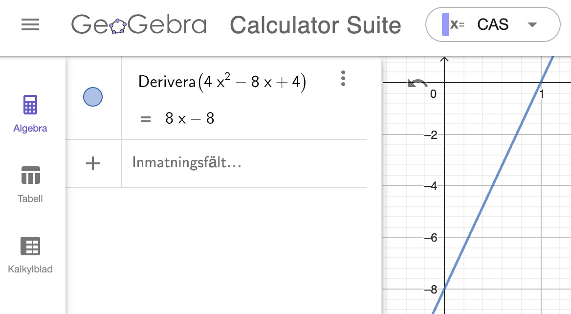 derivera i geogebra-CAS