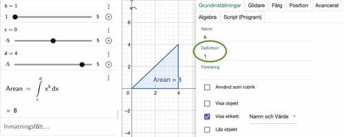 glidarens inställningar i geogebra