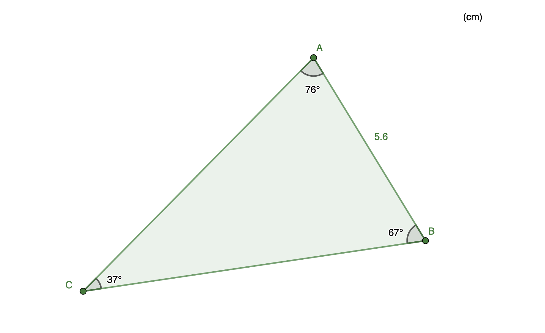 sinussatsen för att beräkna triangel sidan