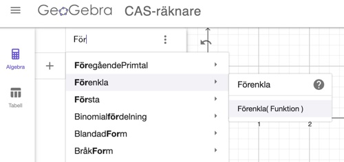 förenkla funktion cas