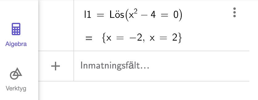 ekvationslösning i geogebra