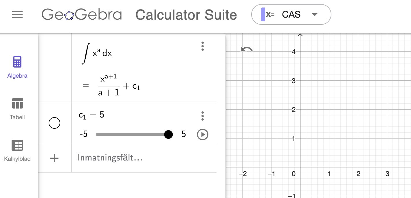 obegränsad symbolisk integral i geogebra-cas