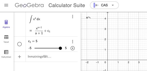 obegränsad symbolisk integral i geogebra-cas