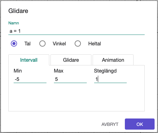 glidare inställningar