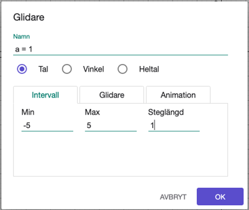 glidare inställningar