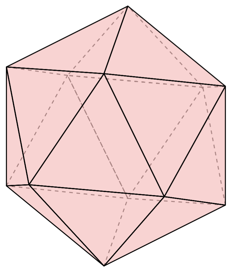 ikosaeder är en tredimensionell figur med 20 sidor