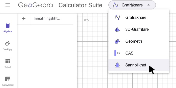 öppna sannolikhet-appen - geogebra