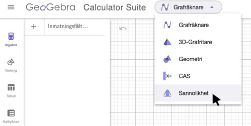 öppna sannolikhet-appen - geogebra