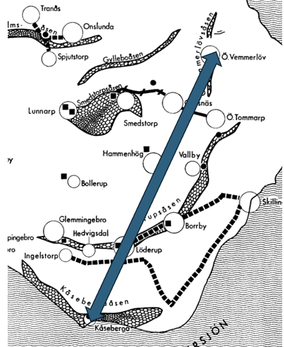 Vilket väderstreck beskriver riktningen mellan Kåseberga och Ö. Vemmerlöv?